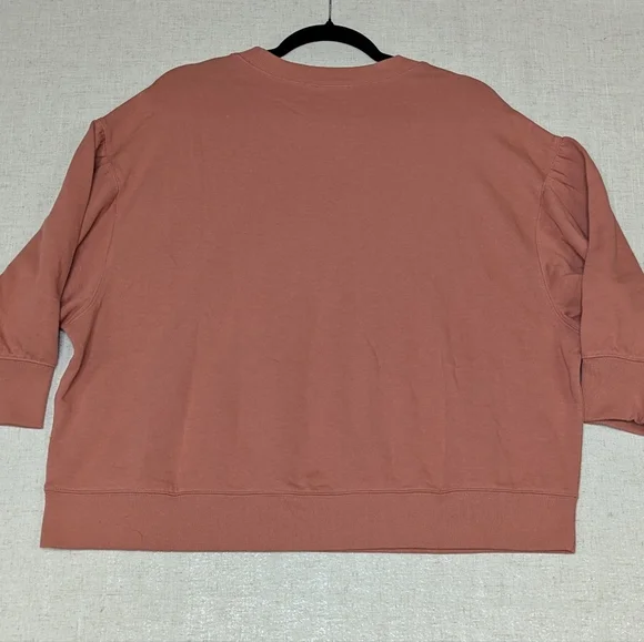 NWT Terra & Sky Plus Size 0X 14W Puff Sleeve French Terry Sweatshirt Coral Pink - Picture 10 of 10